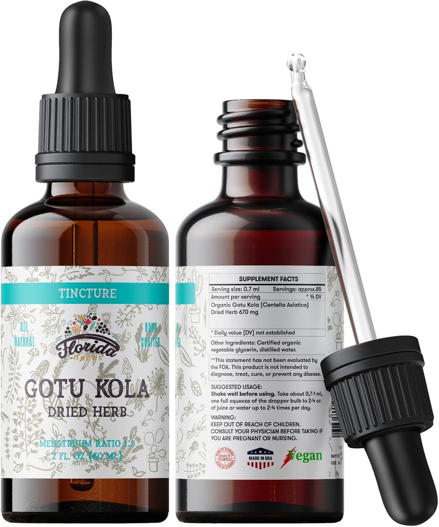 Gotu Kola tinktuur, orgaaniline Gotu Kola ekstrakt, Gotu Kola tilgad (Centella Asiatica)