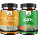 Bundle of Pure Quercetin koos Bromelain Supplement + 500mg Kapslid immuunsuse toetamiseks ja hingamine ja tsink 50mg - Parandada juuste nahk ja küüned - lihtne neelata potentsi päevased tabletid täiskasvanutele