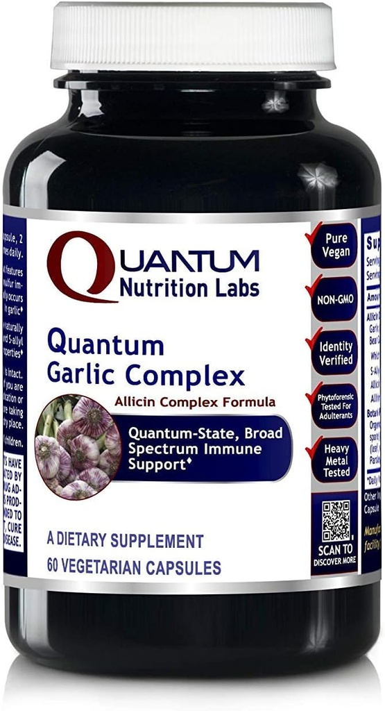 Quantum Nutrition Labs Quantum küüslaugu kompleks - küüslaugu Allicin Supplements, küüslaugu pillid, Allicin Extract, küüslaugu ekstrakt, orgaanilised küüslaugukapslid, Immune Support - 60 taimset kapslit