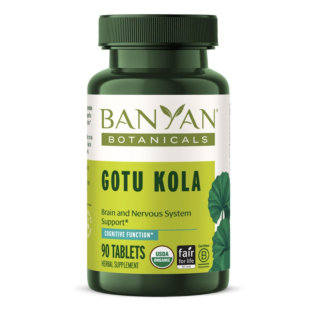 Banyan Botanicals Gotu Kola (Centella Asiatica) – orgaaniline Adaptogen & Nootropic Brain Support Supplement for Healthy Memory & Concentration * – 90 tabletti – Fairly Traded Jätkusuutlikult Allikas Vegan
