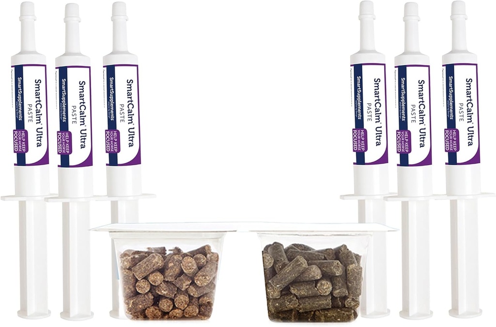 SmartEquine Stress Ease & SmartCalm Ultra Paste 6 Tubes Bundle | Ei ole lisatud maitsetaimi või suhkrut, Hobuste täiendus, abivalmis Skittish hobustega