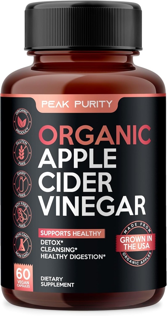 100% orgaaniline toores Õunasiidri äädikakapslid - Natural Detox Gut Cleanse & Healthy Digestion - Maitsetu & Lihtne neelata - Extra Tugevus ACV Pills - 1000 mg