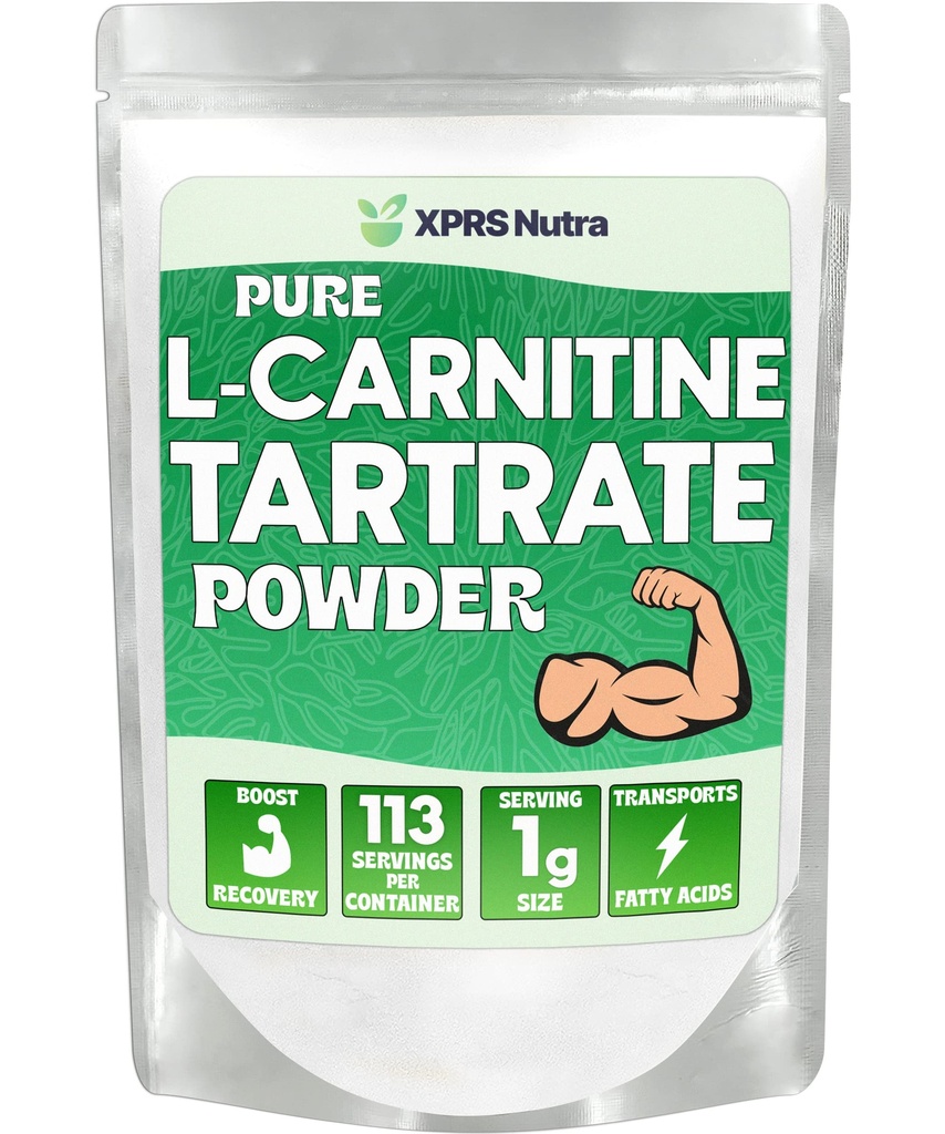 XPRS Nutra L Karnitiin L Tartraat Pulber - Premium Pure L Karnitiin Tartraat - L-karnitiin - Vegan Sõbralik Pudel L Karnitiin Pulber - Aminohappelisand (4 Ounce)