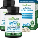 ForestLeaf Multi kollageeni pillid hüaluroonhappega + C-vitamiin | Hüdrolüüsitud kollageenilisandid naistele või meestele | Multikollageenikapslid nahale, kortsud, 240