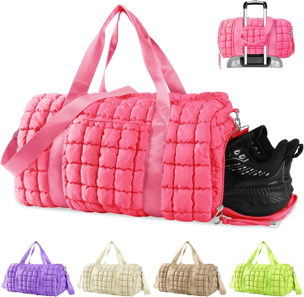 Tepitud jõusaali kotti Duffle naistele, Duffle kott reisimiseks kingade koosseisuga, Puhver Nädalavahetuse kotid üleöö kanda kotti trolli varrukas lennukitele, Isiklikud esemed Sport Duffel Dance Bag (Pink)