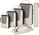 BAGSMART Kompressioon Pakkimiskuubikud Reisimiseks, 6 Set/5 Set/4 Set, Kompressioon Kohvrite Korraldaja Kotid Komplekt kohvritele Reisitarbed, Kerged Pakkimiskorraldajad