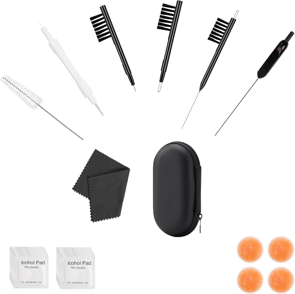 Phitunry 52-Piece kuulmisabi puhastamine Kit tarvikud Portable kuulmisabi juhtumi tasku suurus puhastusharja tööriistad, kuivkapslid, heli pühkida, hirvevede Velvet Riie ja kuulmisabi reisijuhtum (väike)