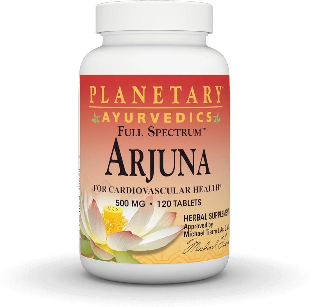 PLANETARY HERBALS Arjuna Full Spectrum Ayurvedic Nutrition Supplement, 550 Mg, 120 Count