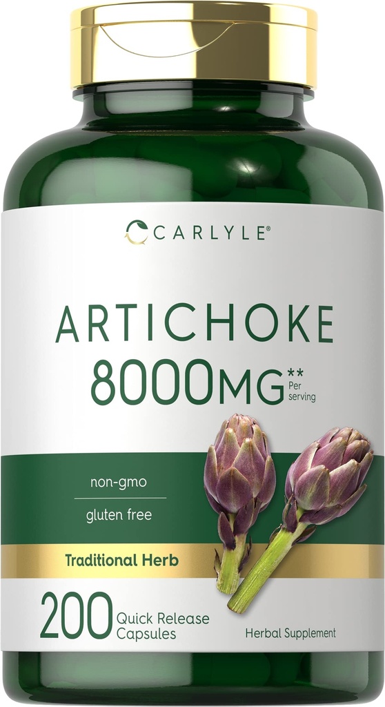Carlyle Artichoke ekstrakt Kapslid 8000mg | 200 Count | Mitte-GMO, Gluteenivaba täiendus