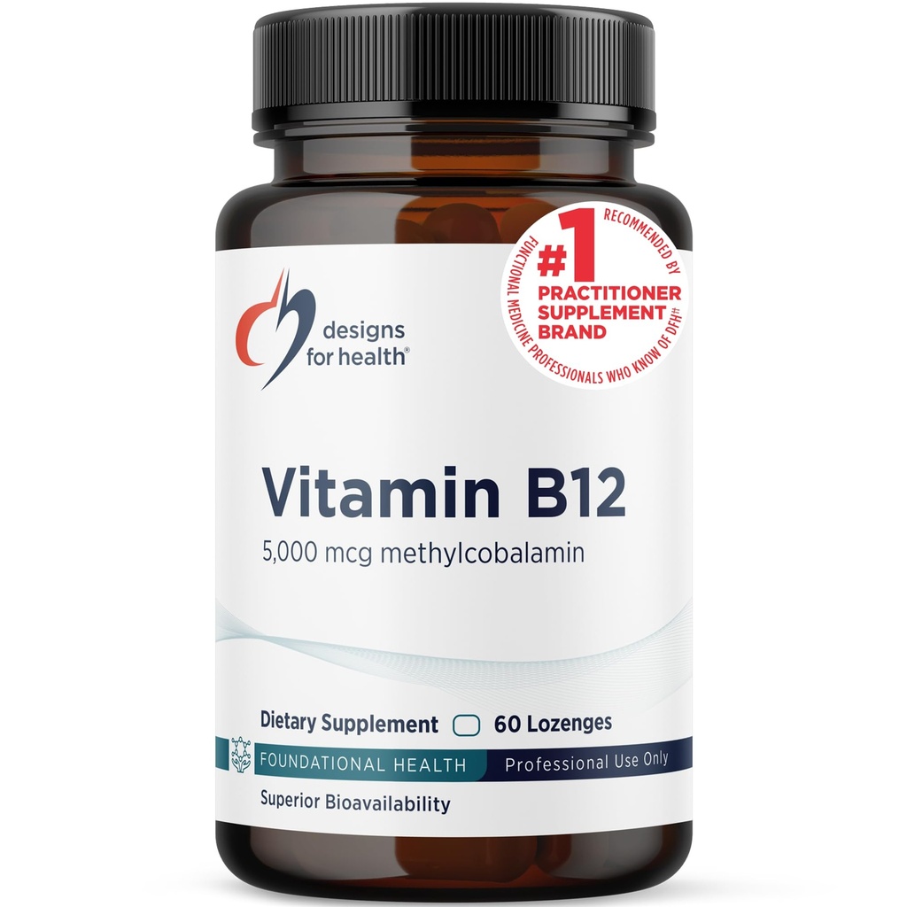Disainid Tervis Vitamiin B12 Lozenges - B12 Vitamiinid 5000 mcg Metüülkobalamiin - Vitamiin B12 Toidulisandid - Vegan + Non GMO, Natural Berry Maitse (60 Quick Lahustuv Lozenges)