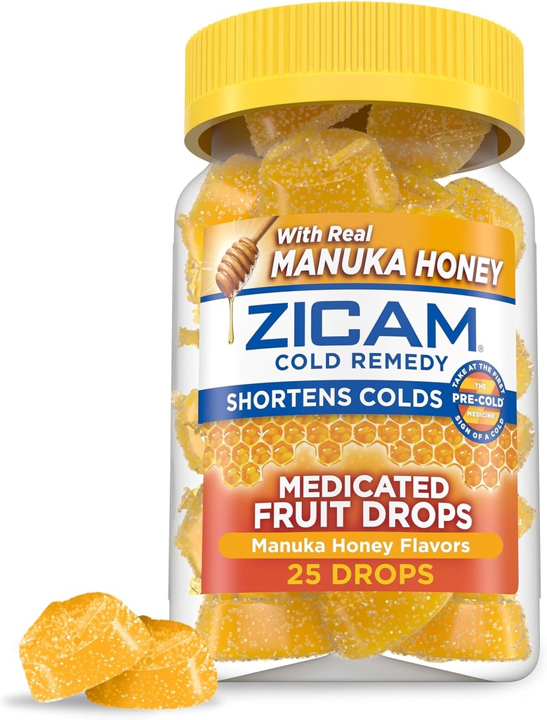 Zicam Cold Remedy Tsink Ravimid Puuviljatilgad, Manuka Mesi Maitse, Homöopaatiline, Külma Lühendamise Meditsiin, Lühendab Külma Kestust, 25 Krahv