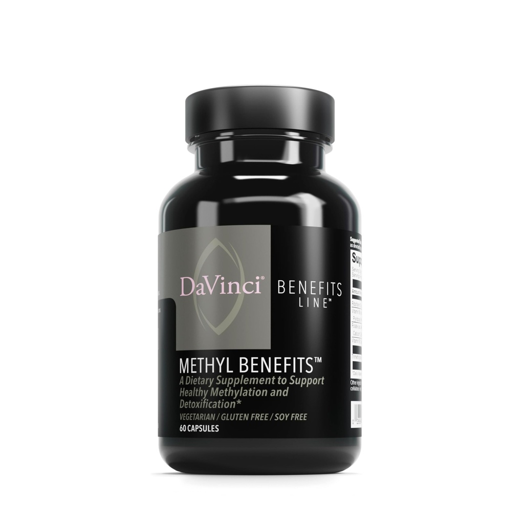 DAVINCI Labs Methyl Benefits - Dietary Supplement to Support Healthy Methylation, Detoxification and Energy Production * - Vitamiin B6, B12, Folaat ja rohkem - Gluteenivaba - 60 taimetoitlase kapslit