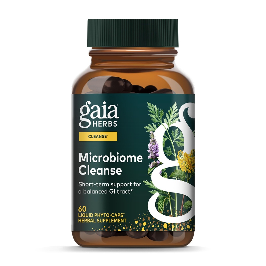 Gaia maitsetaimed Microbiome Cleanse - koos Black Walnut, Sweet Wormwood, Oregano & Peppermint - aitab tasakaalustada GI Tract toetades seedetrakti tervist - 60 Vegan Vequid Phyto-Capsules (30-päevane pakkumine)
