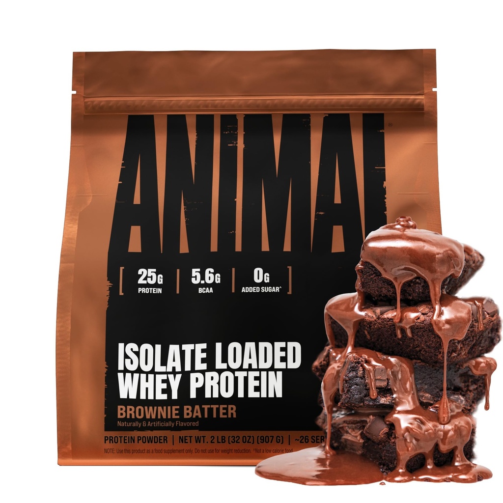 Loomade vadak Isolaatvalgu pulber - laaditud enne ja pärast treeningut Lihaste ehitaja ja taastamine seedetrakti ensüümidega meestele ja naistele - 25 g valku, hea maitse, madal suhkur - Brownie Batter 2 naela