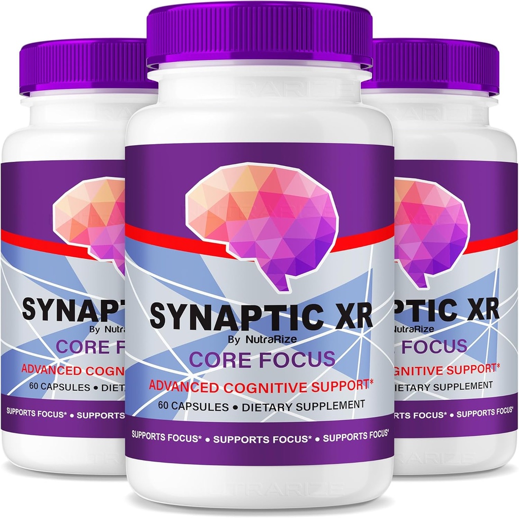 NutraRize (Pack of 3 Synaptic XR – igapäevane tugikapslid tasakaalustatud seguga fookuse, teravuse ja igapäevase jõudluse jaoks | Lihtne võtta pillid igapäevaseks terviseks (180 kapslit)