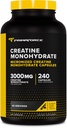 Primaforce Kreatiin Monohüdraadi kapslid - 240 kapslit, 3000 mg serveerimise kohta, Gluteenivaba ja mitte-GMO