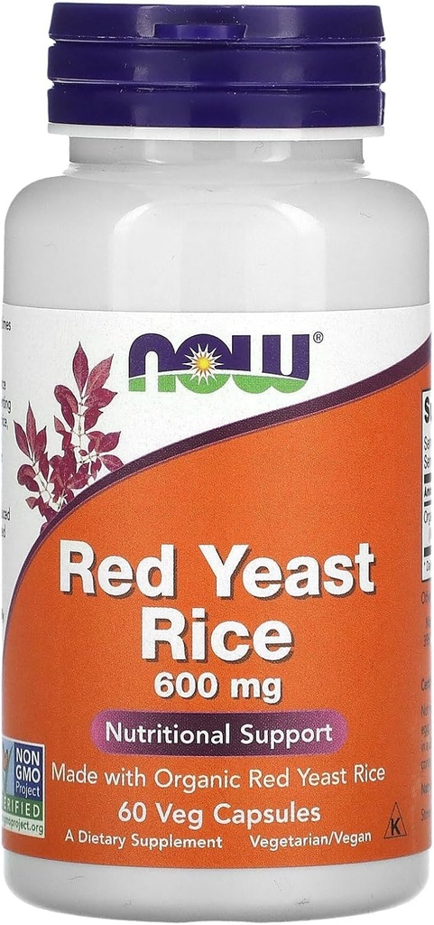 NOW Foods Red Pärmi riis, 600 mg, 60 Veg kapslit
