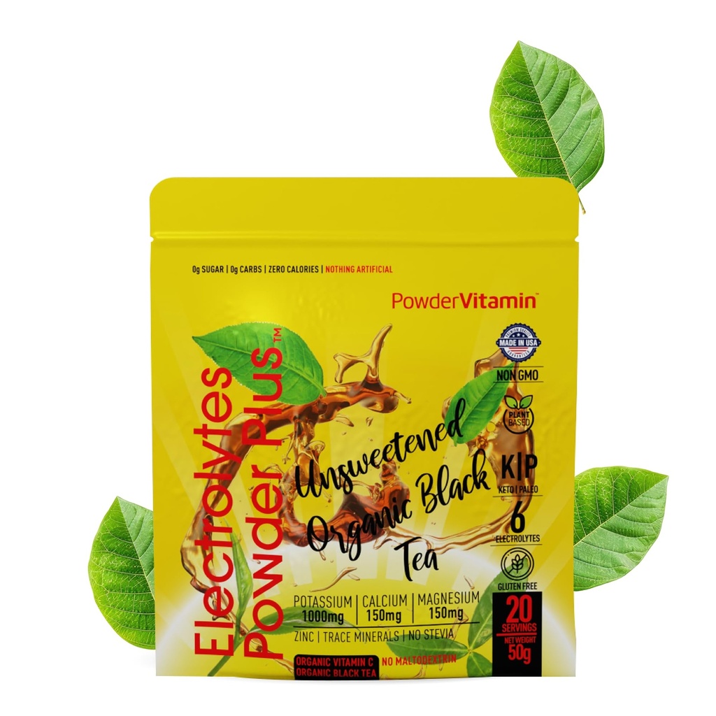 PowderVitamin Electrolytes Powder Plus (20 Servings) Magustamata must tee elektrolüüt pulber Keto, SugarFree, roosa Himaalaja sool, 1000mgPotassium,150mgCalcium,150mgMagnesium,Hydration Powder NO STEVIA