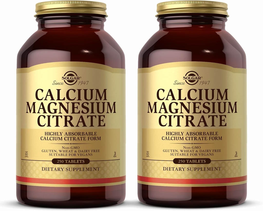 Solgar Kaltsium Magneesiumtsitraat, 250 tabletti (2. pakk) - toetab tervislikke luid ja hambaid - lihas-skeleti ja närvisüsteemi tugi - väga imenduv - mitte-GMO ja vegan - 100 kokku