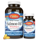 Carlson - Norra lõheõli, 500 mg Omega-3s, Norra lõheõli lisand, looduslikult püütud oomega 3 lõheõli kapslid, jätkusuutlikult hangitud, aju, süda ja liigeste tervis, 180+50 Softgels