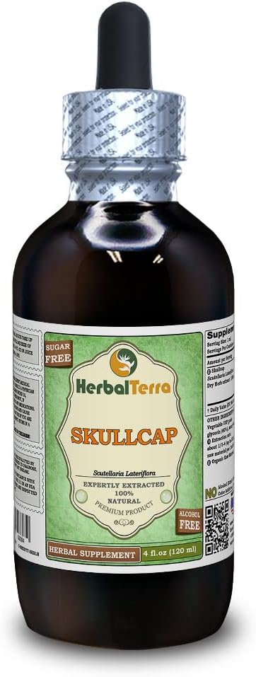 Koljukap (Scutellaria Lateriflora) Glükeeriit, orgaaniline kuivatatud ürdi alkoholivaba vedelik ekstrakt (kaubanimi: HerbalTerra, Proudly Made in USA) 4 fl.oz (120 ml)