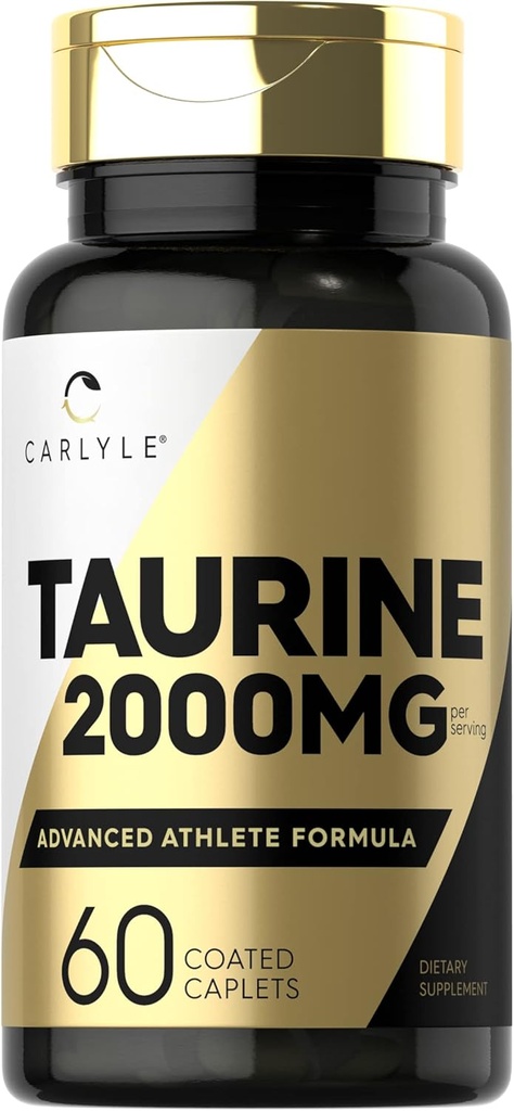 Carlyle Taurine 2000mg | 60 Caplets | Amino Acid Supplement | Double Strength | Taimetoitlane, mitte-GMO & Gluteenivaba