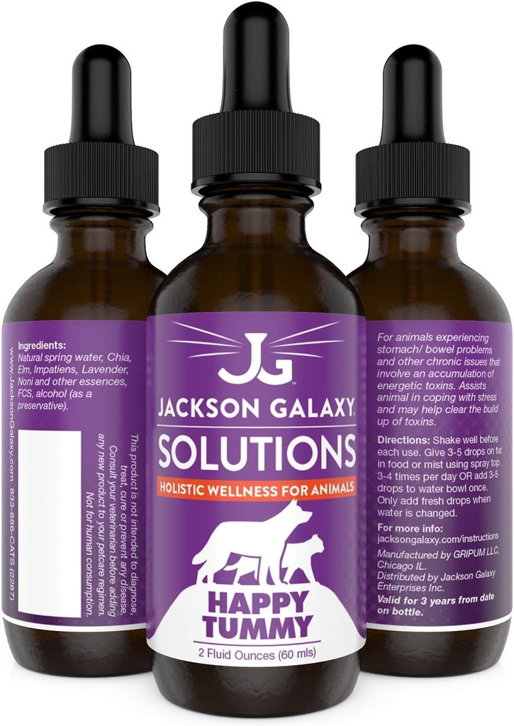 Jackson Galaxy: Happy Tummy (2 oz.) - Lemmikloomade lahendus -Abi stressi ja tühjenemise toksiinidega - võib aidata kõhuprobleemidega (IBD, kõhukinnisus jne) - Looduslik valem - Reiki Energia