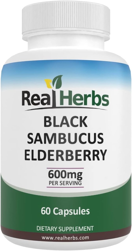 Real maitsetaimed Elderberry Extract - saadud 325mg Elderberries Standardiseeritud 5% Flavonoidid 275mg Elderberry Fruit Extract 5 : 1 - Boosts immuunsus - 60 taimetoitlased kapslid