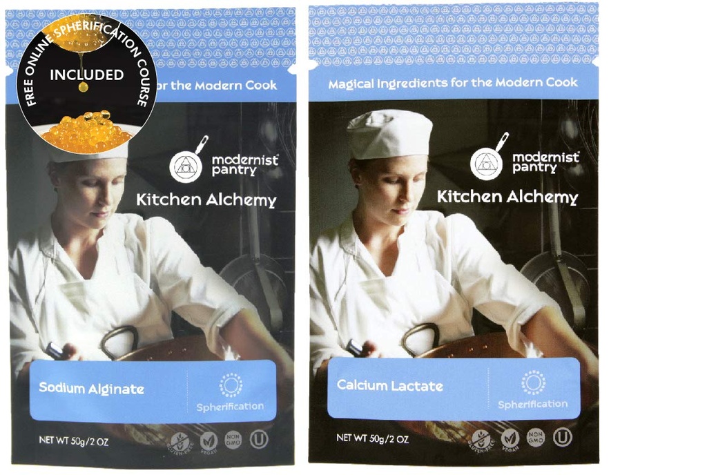 Naatriumalginaat + Kaltsiumlaktaadi väärtuse pakett ⊘ Mitte-GMO Vegan OU Kosher sertifitseeritud - 100 g / 4oz (komplekt 2 tootega)