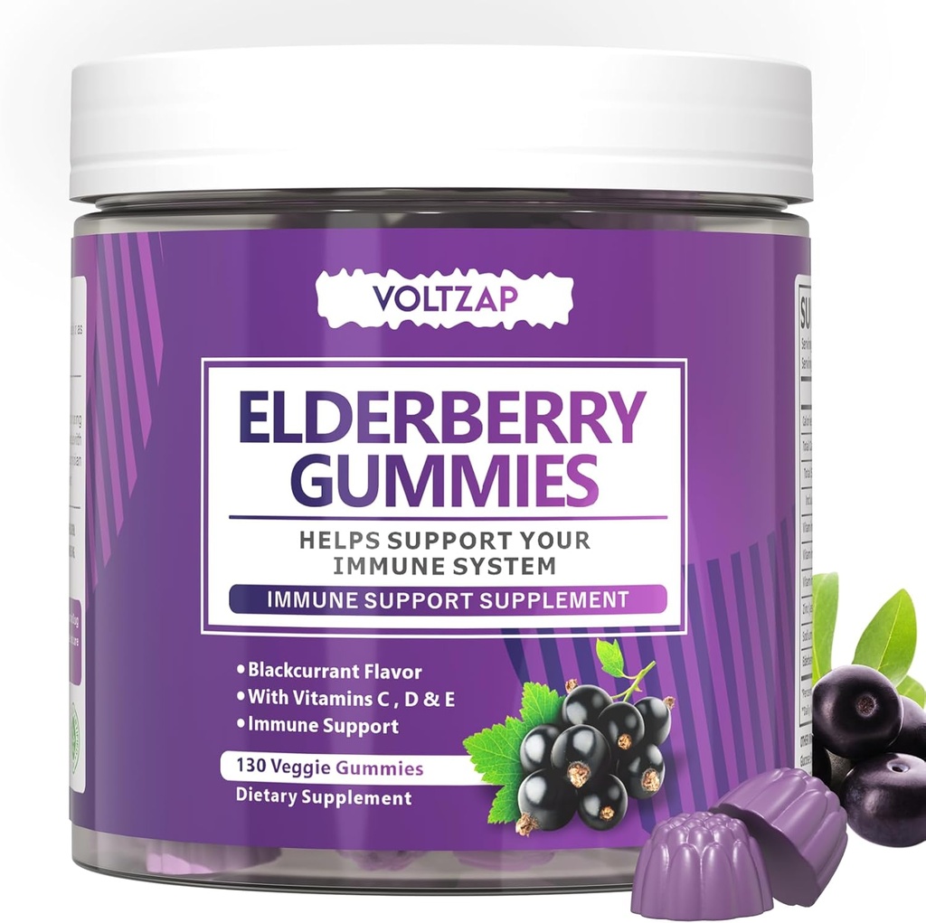 Elderberry Gummies Immun Support Supplement: Elderberry C-vitamiin ja tsink pakuvad antioksüdante Gluteenivaba 130 kummikuid