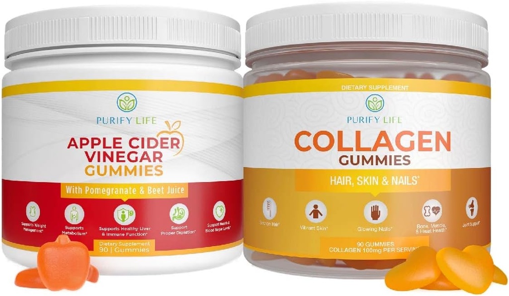 Õunasiidri äädikas ja kollageenipakend, naiste juuste kasvu, tervislikuma naha ja küünte (Bulk 90 Gummies) liigesehooldusvitamiin, immuuntoetus, detox, ainevahetus, mehed Naiste happe refluks