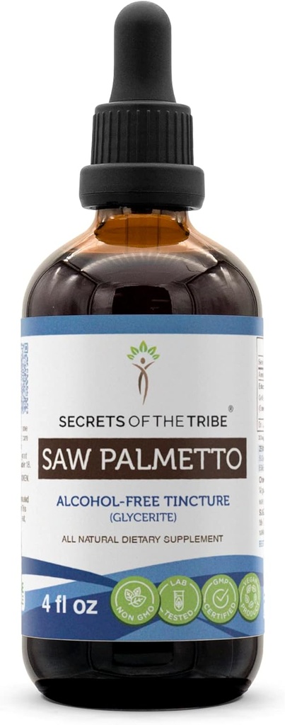 Saw Palmetto tinktuur Alkoholivaba vedelik ekstrakt, Saw Palmetto (Serenoa Repens) Kuivatatud Marja (4 FL OZ)