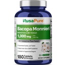 NusaPure Bacopa Leaf Monnieri ekstrakt 20 000 mg 180 tabletti (ekstrakt 20: 1, mitte-GMO, Gluteenivaba)