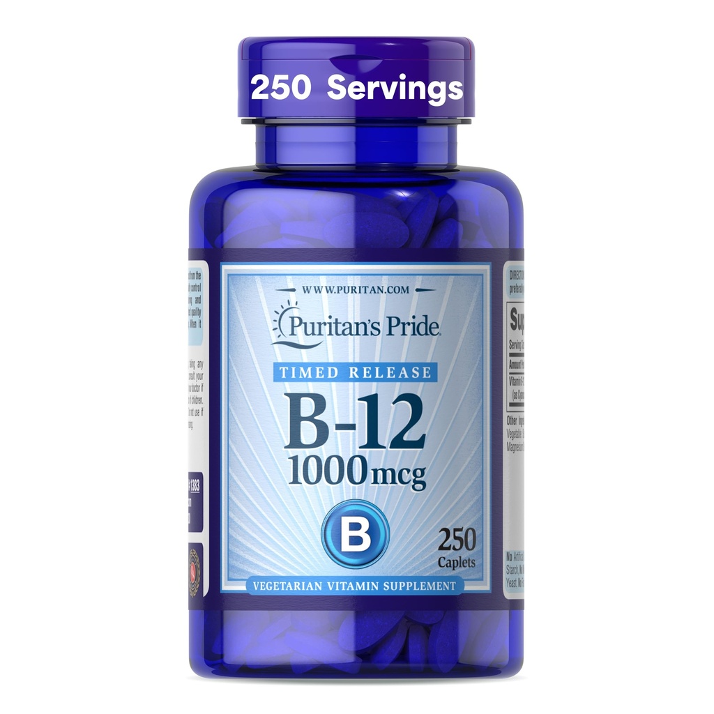 Puritan's Pride Vitamiin B-12 1000Mcg Ajastatud vabastamiskapslid | Energia metabolismi toetamise toidulisand | Ajastatud vabanemine | Rakuenergia toetus - 250 krahv