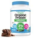 Orgaaniline veganvalgu pulber + rohelised, kreemjas šokolaad fudge - 21 g taimset valku, gluteenivaba, piima- ja laktoosivaba, sojavaba, suhkruvaba, raud ja prebiootikumid soolestiku tervisele - 1,94 lb