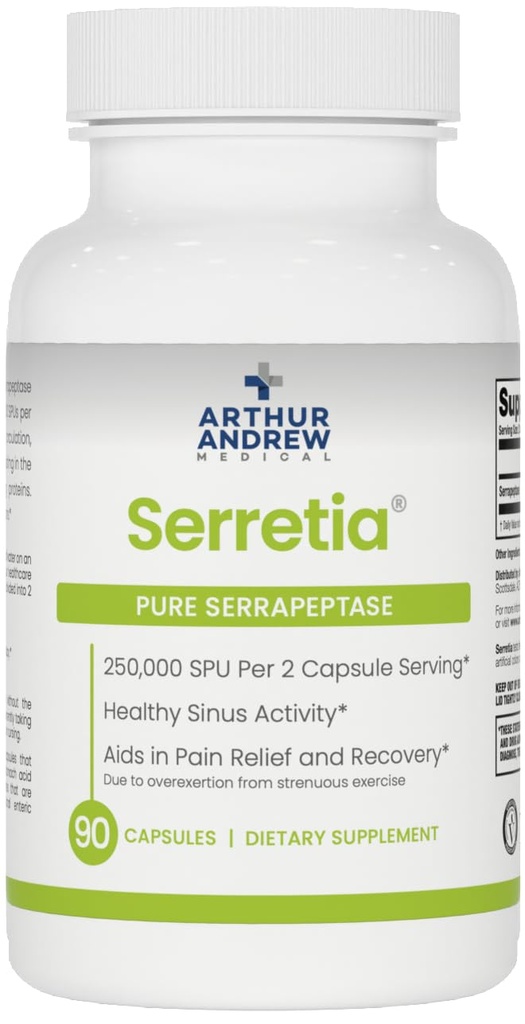 Arthur Andrew Medical, Serretia, Serrapeptase valem lihaste ja siinuse toetuseks, 90 kapslit