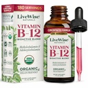 LiveWise Naturals B12 Vitamiin tilkab mitte-GMO-d, orgaanilist bioaktiivset segu energia, selguse, fookuse ja lihtsa imendumise jaoks, adenosüülkobalamiini ja metüülkobalamiini lisandit, veganit, gluteenivaba, piimavaba