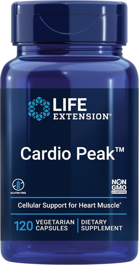Elu pikendamine Cardio Peak - Hawthorn ekstrakti (leht, lill, tüvi) täiendada Arjuna ekstrakti südame tervise toetamiseks - kaks korda päevas - gluteenivaba, mitte-GMO, taimetoitlane - 120 kapslit