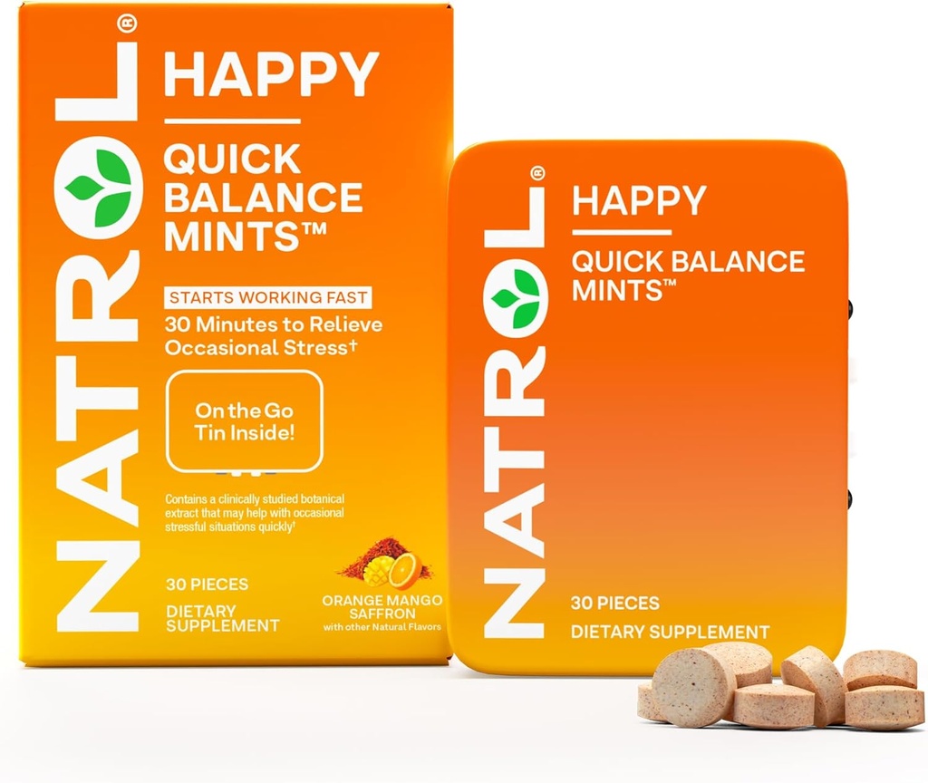 Natrol Quick Balance Happy Mints, juhuslik stressi leevendamise täiendus, 30 Mints, 15 päeva pakkumine