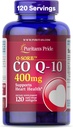Puritan's Pride Coenzyme CoQ10 400mg, Dietary Supplement for Heart Health, Blood Pressure, Oral Gum Health, and Healthy Aging Support, 120 Day Supply, Rapid Release Softgels