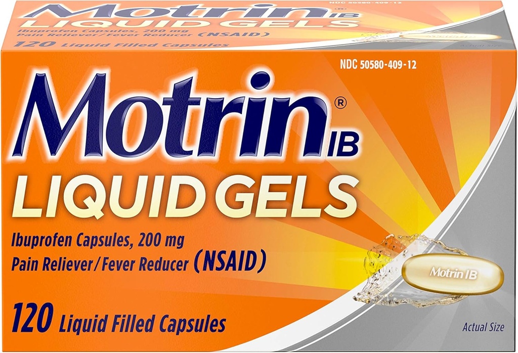 Motrin IB 200mg Ibuprofeen Vedel geel Valu leevendaja / palaviku vähendaja valu, 120 ct