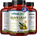 FineLand Olive Leaf Extract 50x – 25 000mg Eq. per Serving | 160 Vegan Caps, Olive Extract koos 20% Oleuropein | Taimne antioksüdandi täiendada vereringe ja immuunsüsteemi tugi, valmistatud USAs