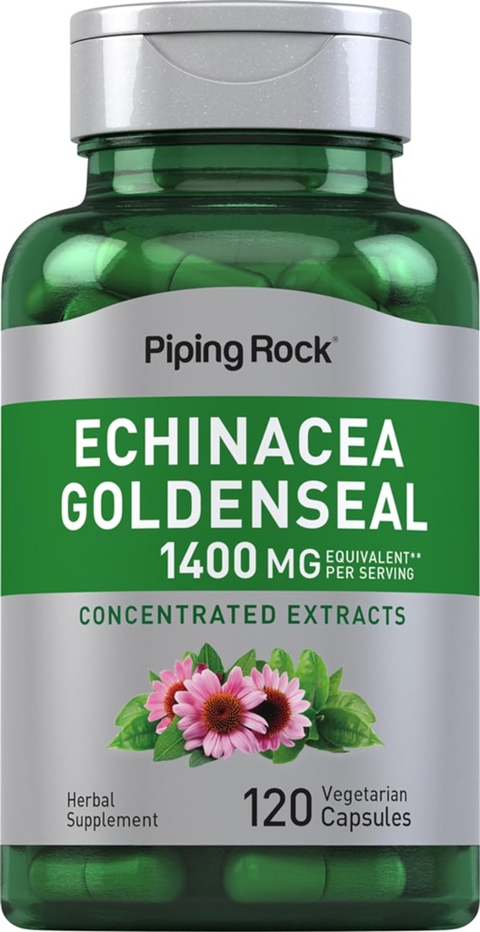 Torukapslid Rock Echinacea Goldenseal Kapslid | 1400mg | 120 Taimekapslid | Mitte-GMO, Gluteenivaba täiendus
