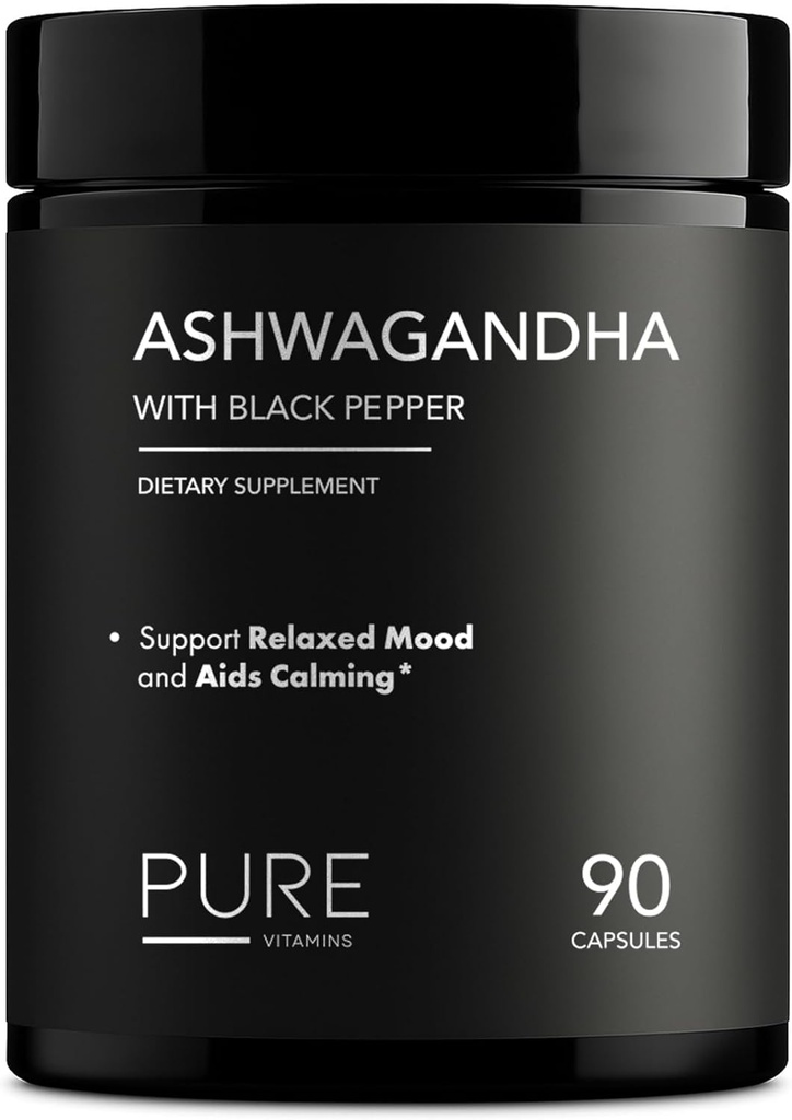 Orgaaniline Ashwagandha 1300mg koos musta pipariga - loodusliku stressi leevendamine ja energiatoetus - 90 vegankapslit - meeleolu ja neerupealiste tugilisa - mitte-GMO, valmistatud USA-s