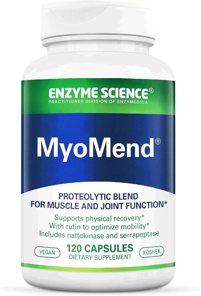 Ensüümiteadus Myomend – ühine tugilisand – formuleeritud Bromelaini, Rutiini, Nattokinaasi ja Serrapeptaasiga – Ensüümi terviselisa – Vegan ja Kosher – 120 kapslit