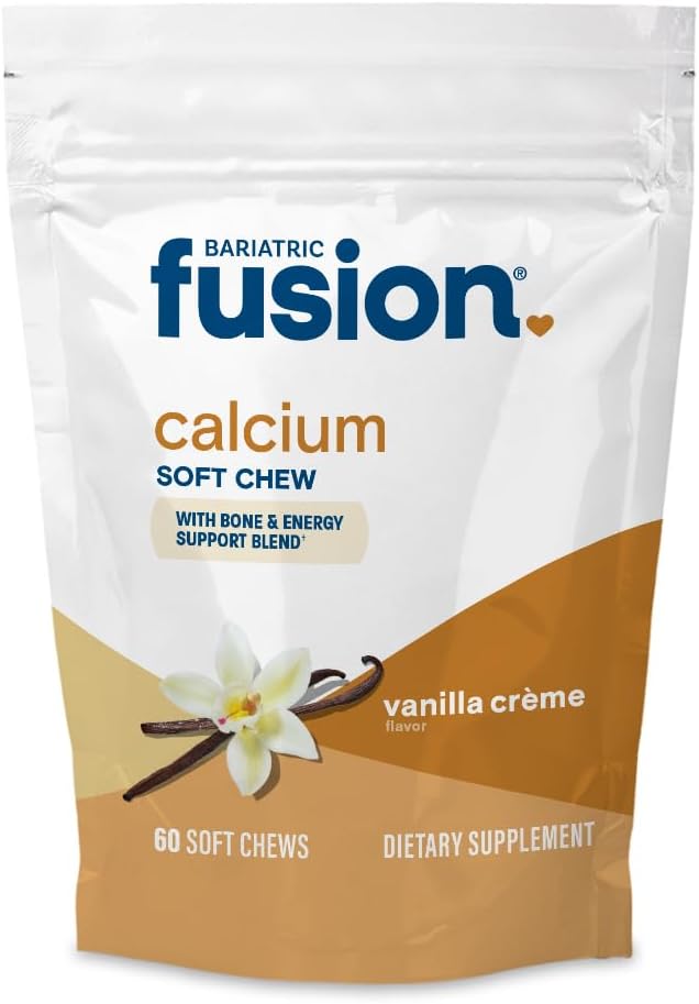 Bariatric Fusion Bariatric Calcium Supplement Chews | Kaltsiumtsitraat vitamiin D3 Bariatric Vitamiin | Suhkruvaba näritav | 500mg | Vanilla | 60 Count