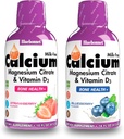 Bluebonnet Nutrition Vedel Kaltsiumtsitraat Magneesiumtsitraat, vitamiin D3- Bundle mustikamaitse ja maasikamaitse, 2 pudelit 16 Fl Oz iga (32 Fl Oz kokku)