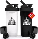 DAN RIVER 2-Pack Shaker Bottle | 24oz Plastvalgu Shaker & Mixer | Twist & Lock disain smuutidele ja valgusegudele | Vastupidav, lekkiv, kergesti puhastatav | Selged ja mustad raputuspudelid jõusaalile